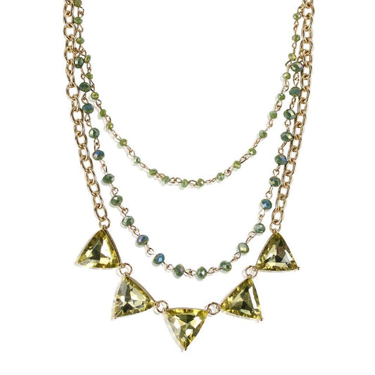 Lemon Crystal Trio Necklace